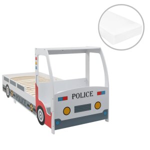 Polizeiauto-Kinderbett mit Matratze 90x200 cm 7 Zone H2 H3