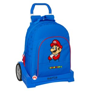 Schulrucksack mit Rädern Super Mario Play Blau Rot...