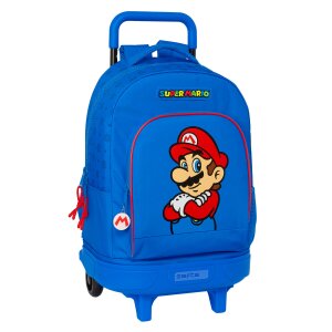 Schulrucksack mit Rädern Super Mario Play Blau Rot...