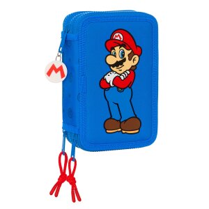 Dreifaches Federmäppchen Super Mario Play Blau Rot...