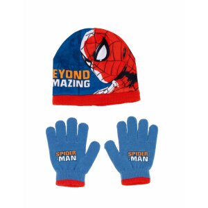 Mütze und Handschuhe Spider-Man Great power Blau Rot